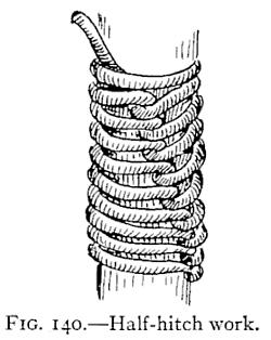 Illustration: FIG. 140.Half-hitch work.
